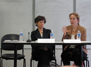 Former NLRB chairwoman Wilma Liebman (left) and NYU Law Professor Cynthia Estlund 