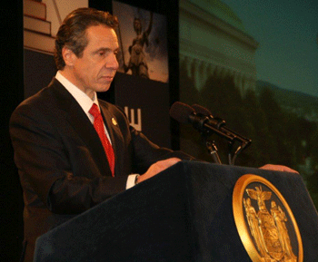 NYS Governor Andrew Cuomo during his State of the State presentation